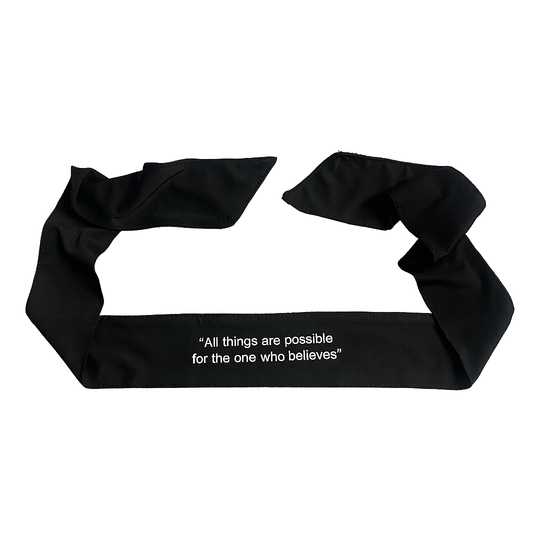 BLACK 100% JESUS TIE-BACK HEADBAND